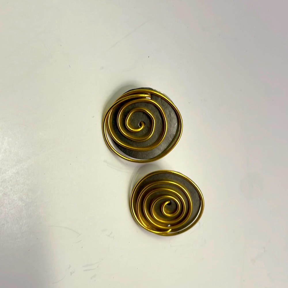 Gold plated spiral with silver plated back studs